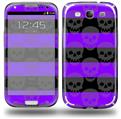 Skull Stripes Purple - Decal Style Skin (fits Samsung Galaxy S III S3)