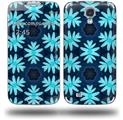 Abstract Floral Blue - Decal Style Skin (fits Samsung Galaxy S IV S4)