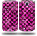Pink Checkerboard Sketches - Decal Style Skin (fits Samsung Galaxy S IV S4)
