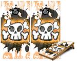 Cornhole Game Board Vinyl Skin Wrap Kit - Premium Laminated - Cartoon Skull Orange fits 24x48 game boards (GAMEBOARDS NOT INCLUDED)