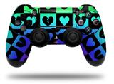 WraptorSkinz Skin compatible with Sony PS4 Dualshock Controller PlayStation 4 Original Slim and Pro Love Heart Checkers Rainbow (CONTROLLER NOT INCLUDED)