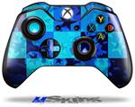 Decal Skin Wrap fits Microsoft XBOX One Wireless Controller Blue Star Checkers