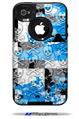 Checker Skull Splatter Blue - Decal Style Vinyl Skin fits Otterbox Commuter iPhone4/4s Case (CASE SOLD SEPARATELY)
