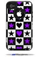 Purple Hearts And Stars - Decal Style Vinyl Skin fits Otterbox Commuter iPhone4/4s Case (CASE SOLD SEPARATELY)