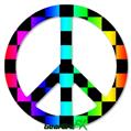 Rainbow Checkerboard - Peace Sign Car Window Decal 6 x 6 inches