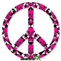 Pink Skulls and Stars - Peace Sign Car Window Decal 6 x 6 inches