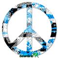 Checker Skull Splatter Blue - Peace Sign Car Window Decal 6 x 6 inches
