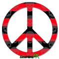 Skull Stripes Red - Peace Sign Car Window Decal 6 x 6 inches