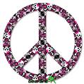 Splatter Girly Skull Pink - Peace Sign Car Window Decal 6 x 6 inches