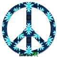 Abstract Floral Blue - Peace Sign Car Window Decal 6 x 6 inches