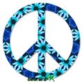 Daisies Blue - Peace Sign Car Window Decal 6 x 6 inches
