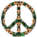 Floral Pattern Orange - Peace Sign Car Window Decal 6 x 6 inches