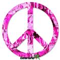 Pink Plaid Graffiti - Peace Sign Car Window Decal 6 x 6 inches