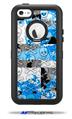 Checker Skull Splatter Blue - Decal Style Vinyl Skin fits Otterbox Defender iPhone 5C Case (CASE SOLD SEPARATELY)