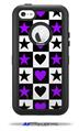 Purple Hearts And Stars - Decal Style Vinyl Skin fits Otterbox Defender iPhone 5C Case (CASE SOLD SEPARATELY)