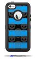 Skull Stripes Blue - Decal Style Vinyl Skin fits Otterbox Defender iPhone 5C Case (CASE SOLD SEPARATELY)