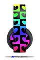 Vinyl Decal Skin Wrap compatible with Original Sony PlayStation 4 Gold Wireless Headphones Love Heart Checkers Rainbow (PS4 HEADPHONES  NOT INCLUDED)