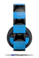 Vinyl Decal Skin Wrap compatible with Original Sony PlayStation 4 Gold Wireless Headphones Skull Stripes Blue (PS4 HEADPHONES  NOT INCLUDED)