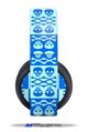 Vinyl Decal Skin Wrap compatible with Original Sony PlayStation 4 Gold Wireless Headphones Skull And Crossbones Pattern Blue (PS4 HEADPHONES  NOT INCLUDED)