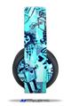 Vinyl Decal Skin Wrap compatible with Original Sony PlayStation 4 Gold Wireless Headphones Scene Kid Sketches Blue (PS4 HEADPHONES  NOT INCLUDED)