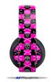 Vinyl Decal Skin Wrap compatible with Original Sony PlayStation 4 Gold Wireless Headphones Skull and Crossbones Checkerboard (PS4 HEADPHONES  NOT INCLUDED)
