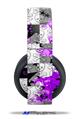 Vinyl Decal Skin Wrap compatible with Original Sony PlayStation 4 Gold Wireless Headphones Purple Checker Skull Splatter (PS4 HEADPHONES  NOT INCLUDED)