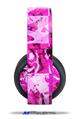 Vinyl Decal Skin Wrap compatible with Original Sony PlayStation 4 Gold Wireless Headphones Pink Plaid Graffiti (PS4 HEADPHONES  NOT INCLUDED)