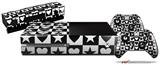 Hearts And Stars Black and White - Holiday Bundle Decal Style Skin fits XBOX One Console Original, Kinect and 2 Controllers (XBOX SYSTEM NOT INCLUDED)