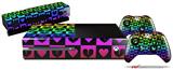 Love Heart Checkers Rainbow - Holiday Bundle Decal Style Skin fits XBOX One Console Original, Kinect and 2 Controllers (XBOX SYSTEM NOT INCLUDED)