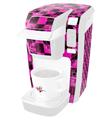 Decal Style Vinyl Skin compatible with Keurig K10 / K15 Mini Plus Coffee Makers Pink Checkerboard Sketches (KEURIG NOT INCLUDED)