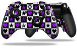 Purple Hearts And Stars - Decal Style Skin fits Microsoft XBOX One ELITE Wireless Controller