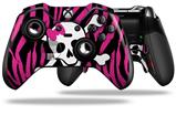 Pink Zebra Skull - Decal Style Skin fits Microsoft XBOX One ELITE Wireless Controller