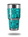 Skin Decal Wrap for Yeti Tumbler Rambler 30 oz Skull Patch Pattern Blue (TUMBLER NOT INCLUDED)
