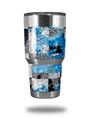 WraptorSkinz Skin Wrap compatible with RTIC 30oz ORIGINAL 2017 AND OLDER Tumblers Checker Skull Splatter Blue (TUMBLER NOT INCLUDED)