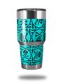 WraptorSkinz Skin Wrap compatible with RTIC 30oz ORIGINAL 2017 AND OLDER Tumblers Skull Patch Pattern Blue (TUMBLER NOT INCLUDED)