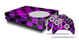 WraptorSkinz Decal Skin Wrap Set works with 2016 and newer XBOX One S Console and 2 Controllers Purple Star Checkerboard
