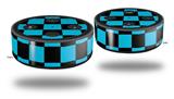 Skin Wrap Decal Set 2 Pack for Amazon Echo Dot 2 - Checkers Blue (2nd Generation ONLY - Echo NOT INCLUDED)