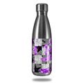 Skin Decal Wrap for RTIC Water Bottle 17oz Purple Checker Skull Splatter (BOTTLE NOT INCLUDED)