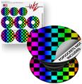 Decal Style Vinyl Skin Wrap 3 Pack for PopSockets Rainbow Checkerboard (POPSOCKET NOT INCLUDED)