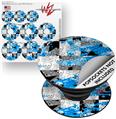 Decal Style Vinyl Skin Wrap 3 Pack for PopSockets Checker Skull Splatter Blue (POPSOCKET NOT INCLUDED)