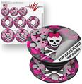Decal Style Vinyl Skin Wrap 3 Pack for PopSockets Princess Skull Heart Pink (POPSOCKET NOT INCLUDED)