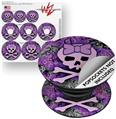 Decal Style Vinyl Skin Wrap 3 Pack for PopSockets Purple Girly Skull (POPSOCKET NOT INCLUDED)