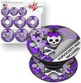 Decal Style Vinyl Skin Wrap 3 Pack for PopSockets Princess Skull Heart Purple (POPSOCKET NOT INCLUDED)