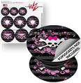 Decal Style Vinyl Skin Wrap 3 Pack for PopSockets Pink Bow Skull (POPSOCKET NOT INCLUDED)