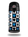 Skin Decal Wrap for Thermos Funtainer 12oz Bottle Hearts And Stars Blue (BOTTLE NOT INCLUDED) by WraptorSkinz