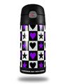 Skin Decal Wrap for Thermos Funtainer 12oz Bottle Purple Hearts And Stars (BOTTLE NOT INCLUDED) by WraptorSkinz