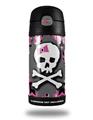 Skin Decal Wrap for Thermos Funtainer 12oz Bottle Pink Bow Skull (BOTTLE NOT INCLUDED) by WraptorSkinz