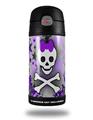 Skin Decal Wrap for Thermos Funtainer 12oz Bottle Princess Skull Heart Purple (BOTTLE NOT INCLUDED) by WraptorSkinz