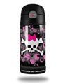 Skin Decal Wrap for Thermos Funtainer 12oz Bottle Pink Bow Skull (BOTTLE NOT INCLUDED) by WraptorSkinz