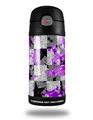Skin Decal Wrap for Thermos Funtainer 12oz Bottle Purple Checker Skull Splatter (BOTTLE NOT INCLUDED) by WraptorSkinz